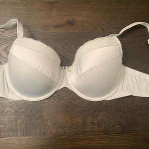 Mariemeili White Lace Trim Bra 34D *REPAIRED CLASP*